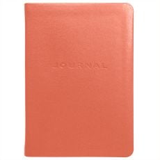 Simulated Leather Travel Journal Ruled - Metal Kid Salmon